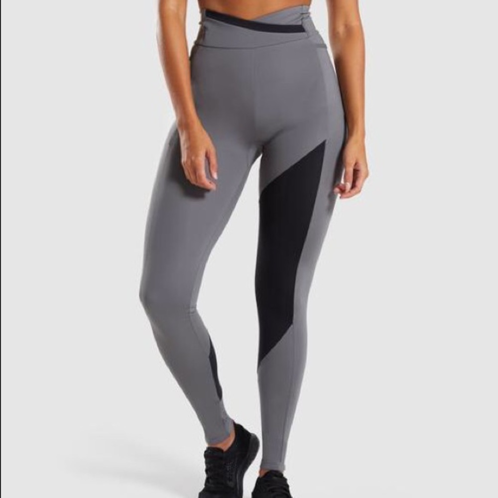 Gymshark Asymmetric Leggings - Smokey Grey/Black